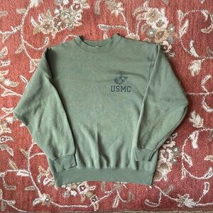Vintage Marines USMC Green Men's Sweatshirt Medium